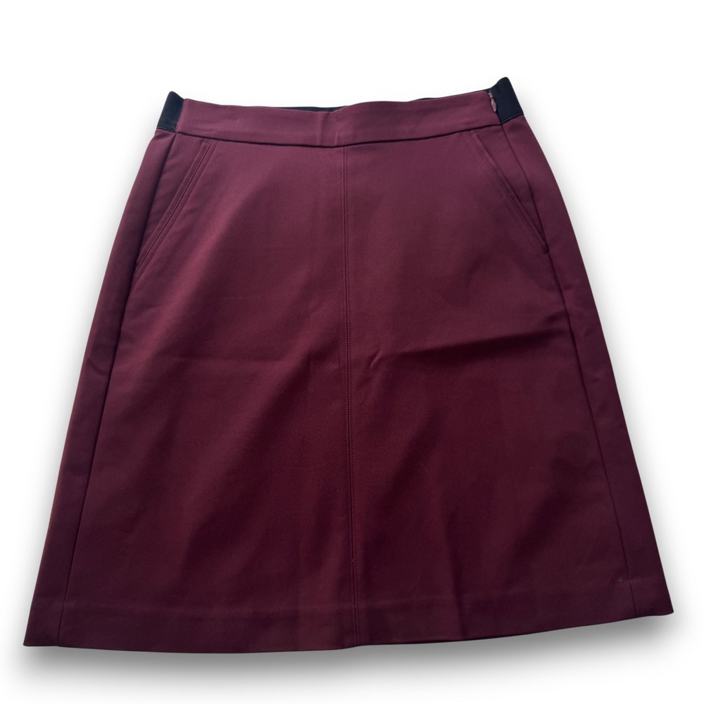 Liz Claiborne Burgundy A-Line Skirt Womens Size 2 Cotton Blend Stretch Pockets